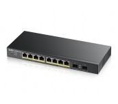 ZyXEL GS1900-10HP, 8-port GbE L2 PoE Smart Switch + 2 SFP slots, 802.3at, desktop, fanless, 70 Watt