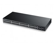ZyXEL GS2210-48, 50-port Managed Layer2+ Gigabit Ethernet switch, 44x Gigabit metal + 4x Gigabit dual personality (RJ45/open SFP) + 2 open SFP ports, L2 multicast, IGMP snooping, MVR, IP source guard, DHCP snooping, ARP inspection, CPU protection, IPv6