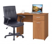 КОМПЛЕКТ БЮРО УЧЕНИЧЕСКО ROXXI 92/50/74  + ДИРЕКТОРСКИ СТОЛ CHARLES ЕКО КОЖА ЧЕРЕН