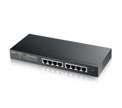 ZyXEL GS1900-8HP, 8-port GbE L2 PoE Smart Switch, 802.3at, desktop, fanless, 70 Watt