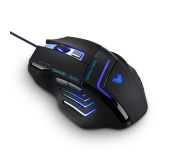 Mишка AULA SI-989 Ghost Shark Expert Gaming mouse Optical, Adjustable DPI 800/1200/1600/2000, 9 напълно програмируеми бутони, 125-1000Hz return rate, подсветка с 6 различни цвята, бързи бутони, USB,wired, Black