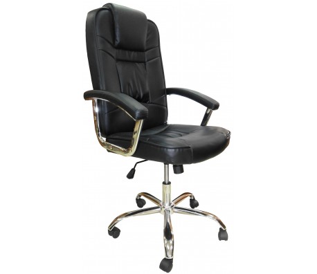 ДИРЕКТОРСКИ СТОЛ KROL ХРОМ ЕКО КОЖА ЧЕРЕН