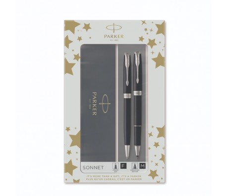 КОМПЛЕКТ PARKER ROYAL SONNET BLACK CT - ХИМИКАЛКА И РОЛЕР