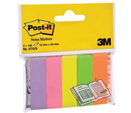 ИНДЕКСИ САМОЗАЛЕПВАЩИ 3М POST-IT 15/50 500БР 5 ЦВЯТА
