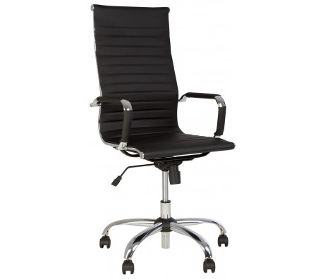 ДИРЕКТОРСКИ СТОЛ SLIM ХРОМ ЕКО КОЖА ЧЕРЕН