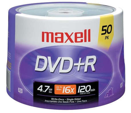 DVD-R MAXELL 16X 4.7GB ШПИНДЕЛ 50 БР