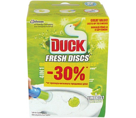СВЕЖИ ДИСКОВЕ ЗА WC DUCK LEMON 36МЛ