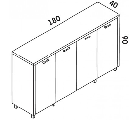 ШКАФ WORKSTOP 4 ВРАТИ 180/40/90