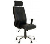 ДИРЕКТОРСКИ СТОЛ BUROKRAT ХРОМ ЕКО КОЖА ЧЕРЕН