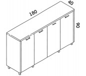 ШКАФ WORKSTOP 4 ВРАТИ 180/40/90