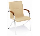 ПОСЕТИТЕЛСКИ СТОЛ SAMBA С ДЪРВЕНИ ПОДЛАКЪТНИЦИ ЕКО КОЖА ЧЕРЕН