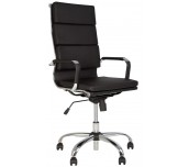 ДИРЕКТОРСКИ СТОЛ SLIM ХРОМ ЕКО КОЖА ЧЕРЕН