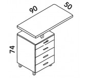 ПОМОЩЕН ПЛОТ С НОСЕЩ КОНТЕЙНЕР С  4 ЧЕКМЕДЖЕТА WORKSTOP 90/50/74