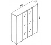 ШКАФ WORKSTOP 2 ВРАТИ + 2 СТЪКЛО 180/40/198