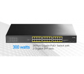 Суич Cudy GS1028PS2, 24 портов, 10/100/1000, 24× GbE with 802.3at/af PoE, 2× Uplink SFP, Default/VLAN/Extend Modes , за 19