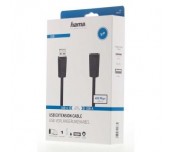 Удължителен кабел HAMA, USB-A женско - USB-A мъжко, 5 м, екраниран, черен