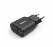 ЗАРЯДНО HAMA 220V 2 X USB-A 12W ЧРН