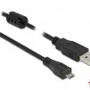 Кабел DeLock, USB-A мъжко - MicroUSB-B мъжко, USB 2.0, 1 м, Черен