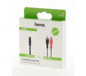 Аудио адаптер HAMA, 3.5 mm жак женско - 2 x Чинч мъжко, 0.12 м, Черен