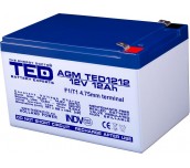Оловна Батерия TED ELECTRIC, 12V, 12Ah, 152/ 98/ 96 mm, AGM