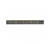Суич ZYXEL GS1920-48HP, 44х GbE порта, 4х Combo порта SFP/RJ-45, Управляем, Монтаж в шкаф