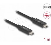 Delock Кабел E-Marker USB-C, 80 Gbps, 16K 60 Hz, PD 3.1 240 W, 1 m, черен