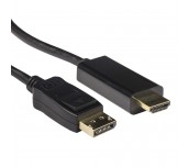Кабел ACT AK3990, DisplayPort мъжко - HDMI-A мъжко, 1.8 м, Черен, булк опаковка