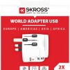 Адаптер SKROSS PRO Light, 2 x USB-A, World, Бял
