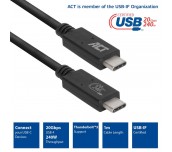 ACT Кабел USB-C - USB-C, 1 м / USB4, 20Gbps, 240W, сертифициран USB-IF