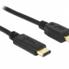 Кабел DeLock, USB-C мъжко - USB-B мъжко, USB 2.0, 0.5 м, Черен