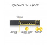 Суич 8-портов ZyXEL GS1920-8HPV2, Gigabit, управляем, PoE