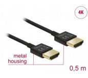 Кабел Delock HDMI-A мъжко - HDMI-A мъжко, Ethernet, 4K, 0.5 м, Черен