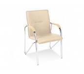 ПОСЕТИТЕЛСКИ СТОЛ SAMBA ХРОМ ЕКО КОЖА СЛОНОВА КОСТ