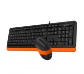 Комплект клавиатура и мишка A4TECH Fstyler F1010, с кабел, USB, Черен/Оранжев