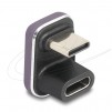 Delock Адаптер USB-C мъжко към женско USB-C, под  180° ,  40 Gbps PD 3.1 240 W ,  U-образен 8K 60 Hz metal