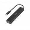 5-портов хъб HAMA 200117, 3 x USB-A, 1 x USB-C, 1 x HDMI, 4К, Черен