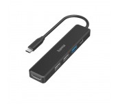 5-портов хъб HAMA 200117, 3 x USB-A, 1 x USB-C, 1 x HDMI, 4К, Черен