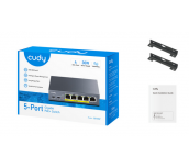 Суич Cudy GS105P , 5x портов POE метален корпус+Switch 36W, неуправляем