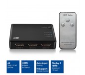 3 портов HDMI суич ACT , 4K@60Hz, USB, Дистанционно, Черен