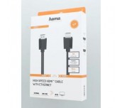 Кабел HAMA High-Speed, HDMI мъжко - HDMI мъжко, 4K, 3м, 18Gbit/s, Ethernet, Eкраниран, Черен