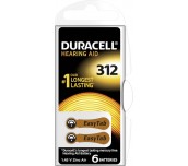 Батерия цинково въздушна DURACELL ZA312 6 бр. бутонни за слухов апарат в блистер