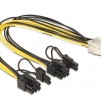 Кабел DeLock PCI Express power 6 pin женско > 2 x 8 pin мъжко, 30 cm