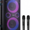 Hisense Party Rocker One Plus (HP110) Bluetooth Speaker with 300W Power, Built-in Woofer, Karaoke Mode, Built-in Wireless Charging Pad, AUX Input and Output, USB, 15 Hour Long-Lasting Battery 4 x 2500Ah, 2x mics included