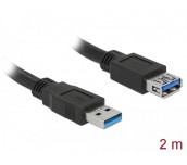 Delock Кабел удължителен екраниран USB 3.0 Type-A мъжко > USB 3.0 Type-A женско 2.0 m black