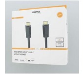 Кабел HAMA High-Speed, HDMI мъжко - HDMI мъжко, 4K, 18GB/s, Ethernet, 7.5 м, Позл. конектори, Черен