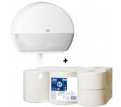 ПРОМО КОМПЛЕКТ ТОАЛЕТНА ХАРТИЯ TORK MINI JUMBО T2 ADV 2P 170M 12БР И ДИСПЕНСЪР TORK MINI JUMBO TOILET ROLL БЯЛ
