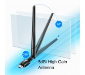 Безжичен адаптер Cudy WU1400, USB 3.0, 2.4/5 Ghz, Външна антена