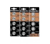 Бутонна батерия, DURACELL CR2016, 3V, 5 бр. в блистер, Литиева, /цена за 1 батерия/