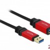 Удължителен кабел Delock USB-A мъжко - USB-А женско, 2 м, Premium, Екраниран, Черен