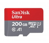 Карта памет SANDISK Ultra, microSD, UHS-I, 200GB Class 10, U1, A1, 100 Mb/s, + SD Adapter